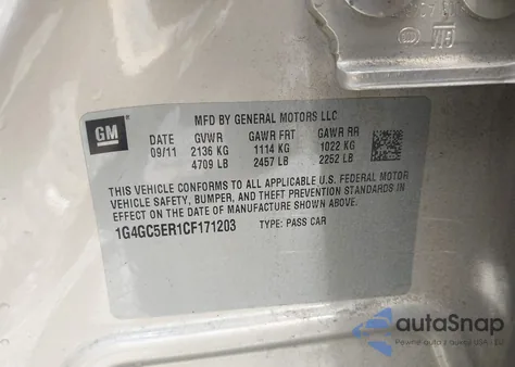 2012 Buick Lacrosse Leather Group z USA, uszkodzony, nr VIN 1G4GC5ER1CF171203